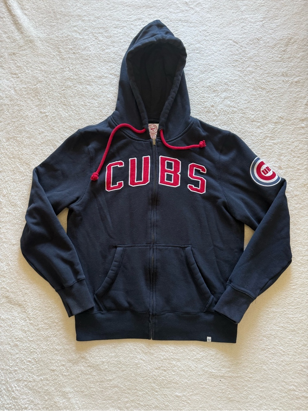 47 Brand Chicago Cubs Full Zip-Up Hoodie Sweatshirt Men’s Medium Navy Logo